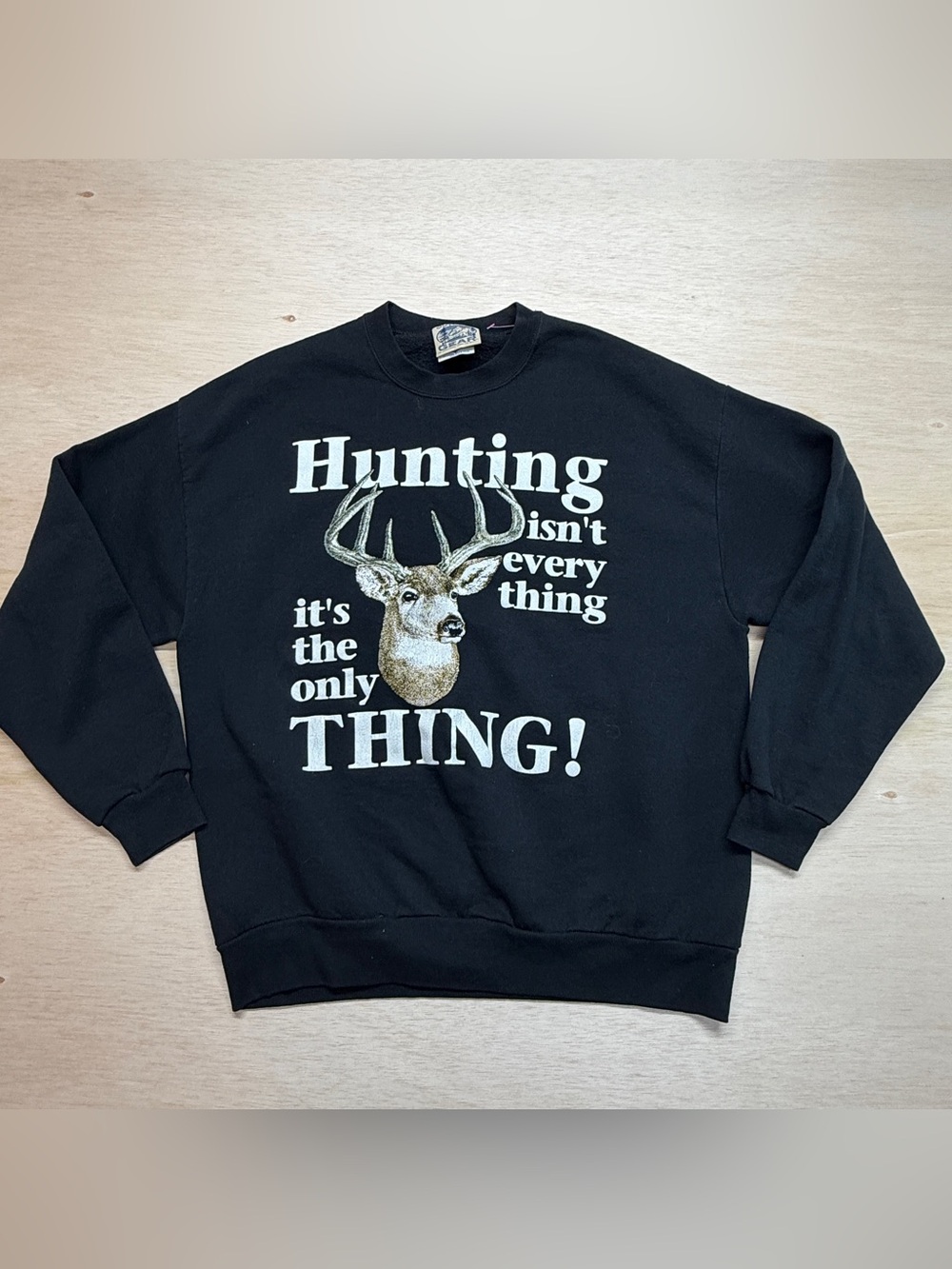 Vintage Outdoor Gear Sweatshirt XL Black Deer Hunting Buck Graphic Made In USA